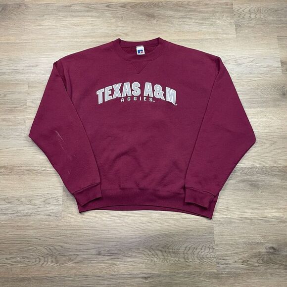 Vintage Sweatshirt Mens Extra Large Red Texas A&M Aggies Russell NCAA Football - Picture 1 of 13